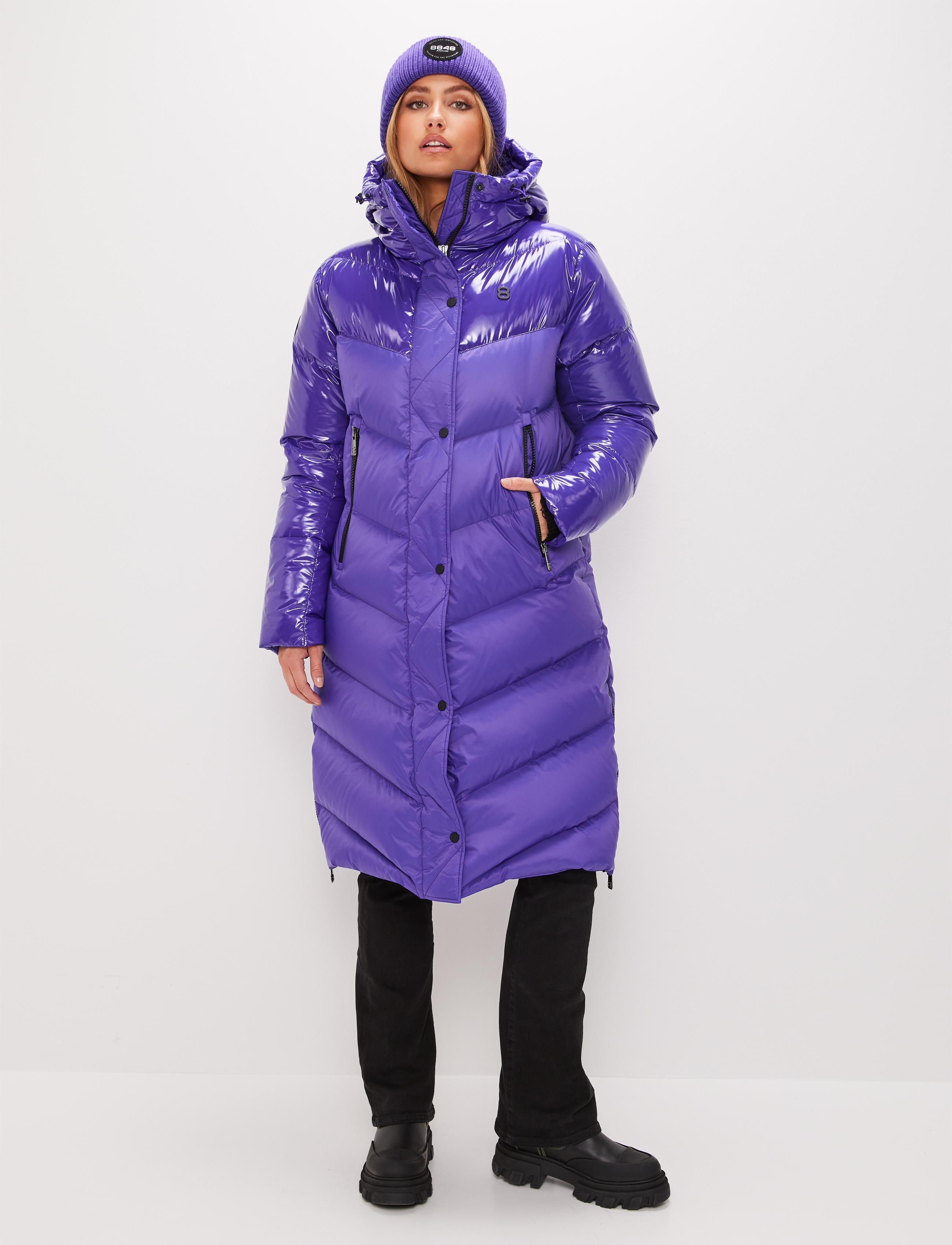 Milano W Down Coat Purple - Long Purple down coat