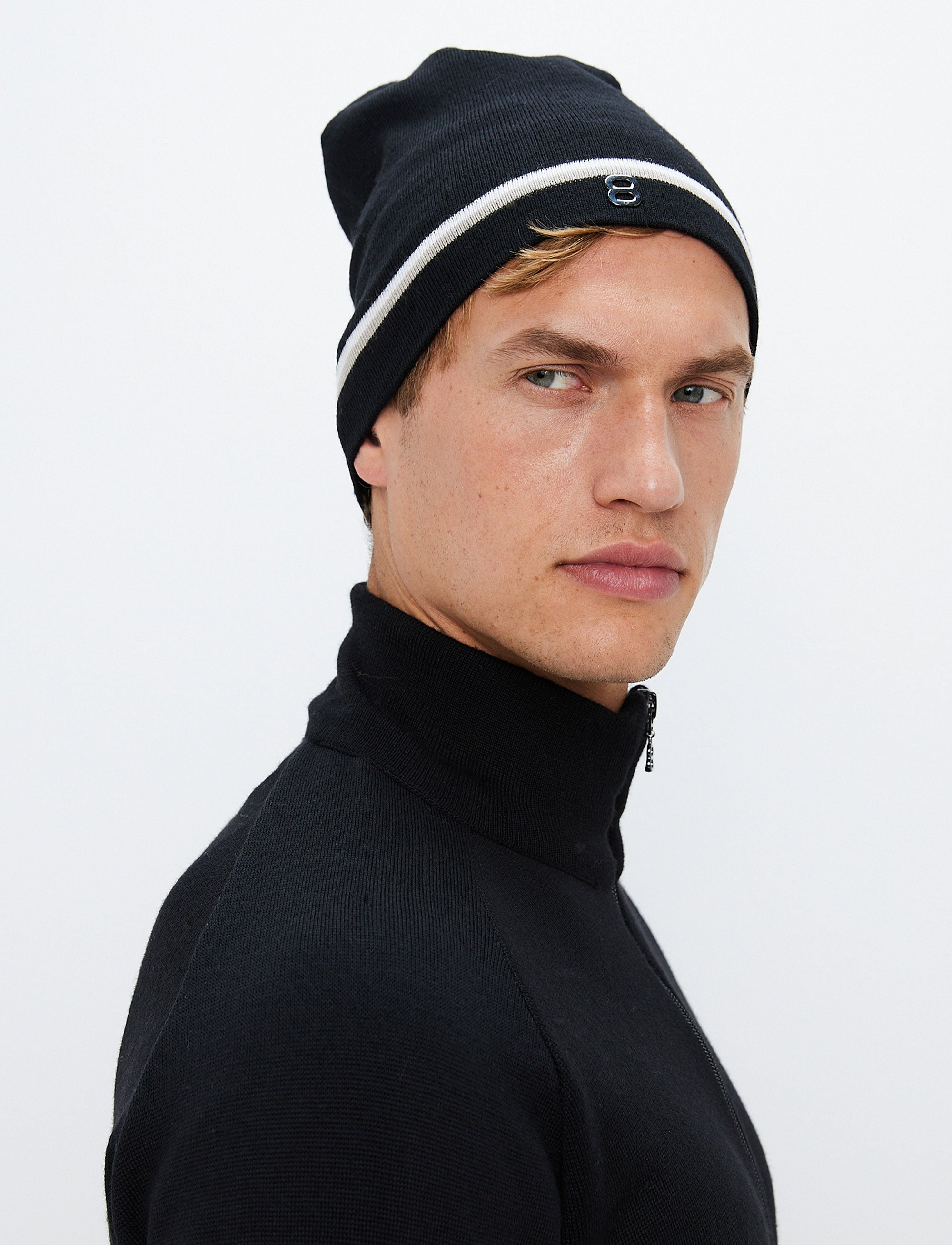 Asp Stripe Wool Beanie - Black