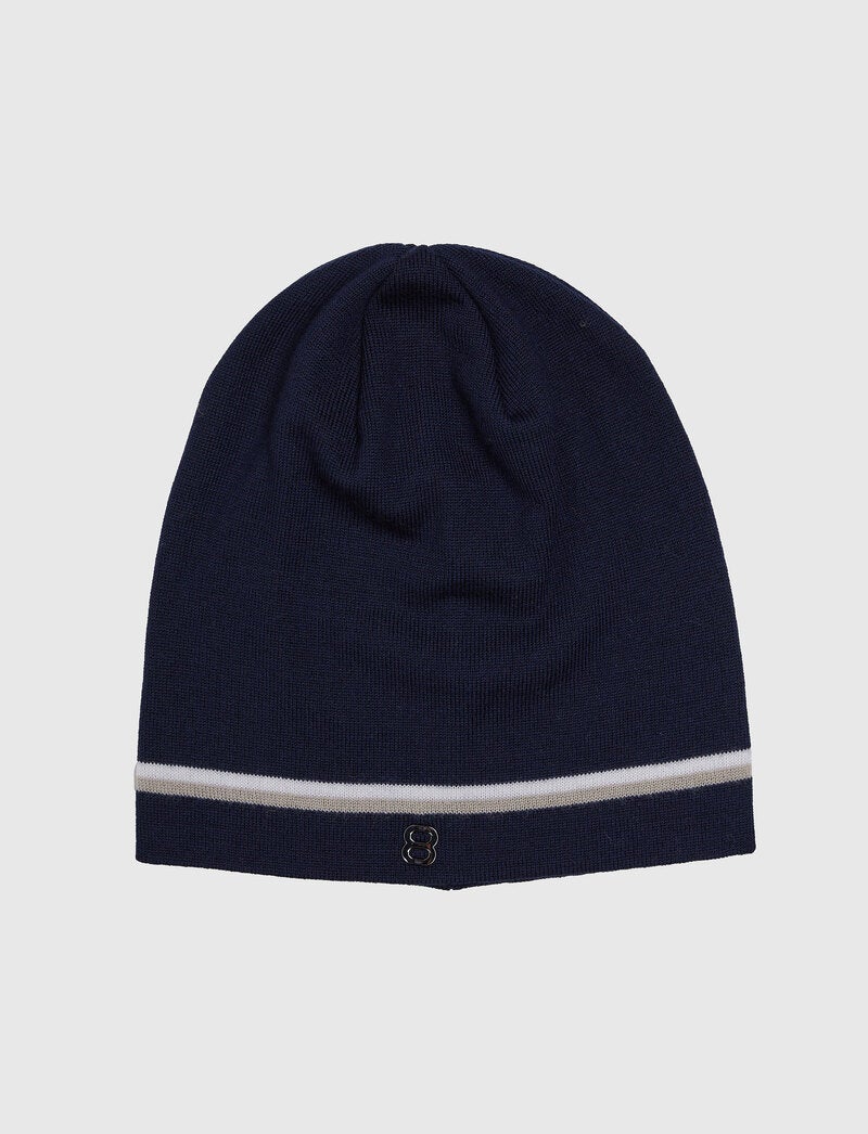 Asp Stripe Wool Beanie - Navy