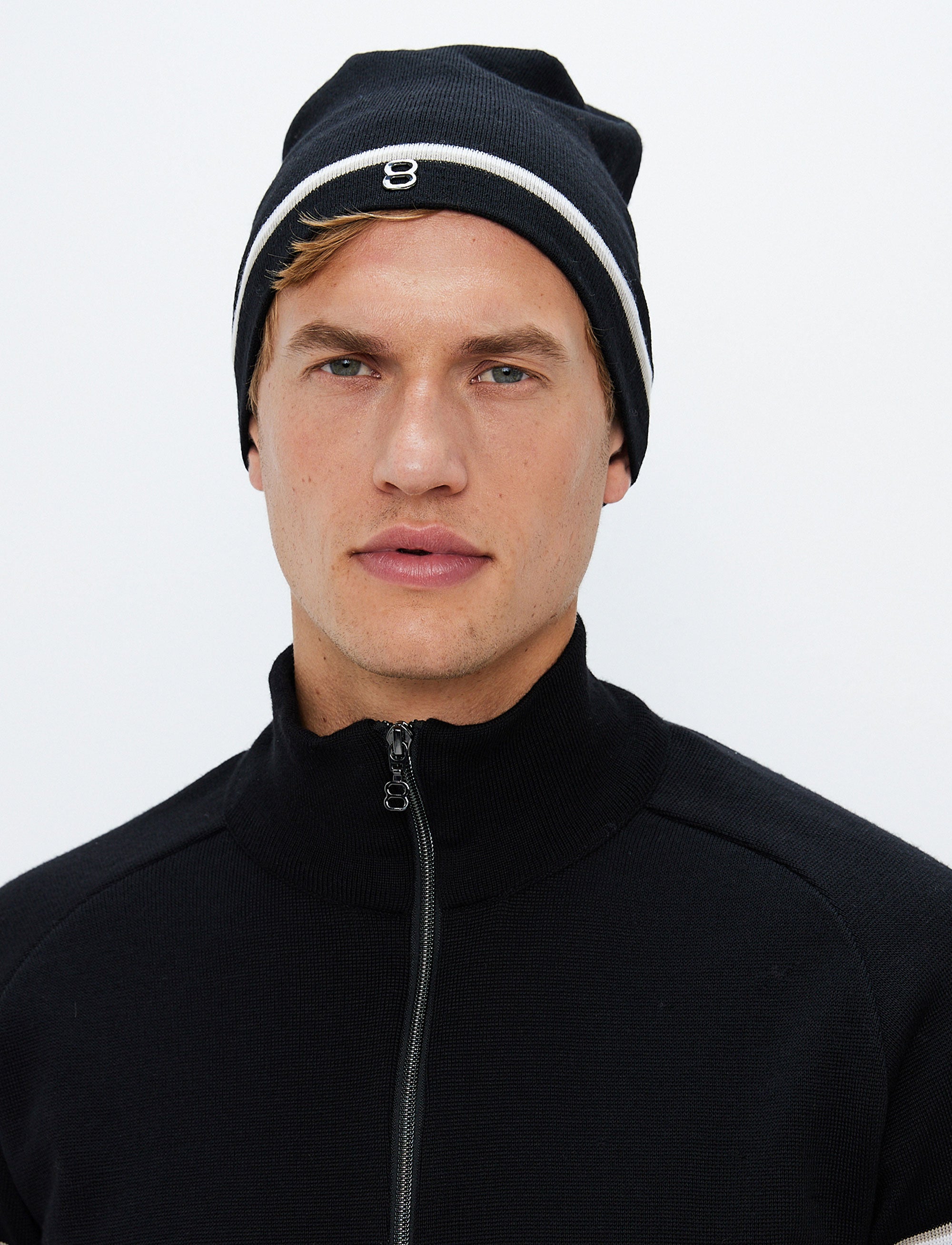 Asp Stripe Wool Beanie - Black