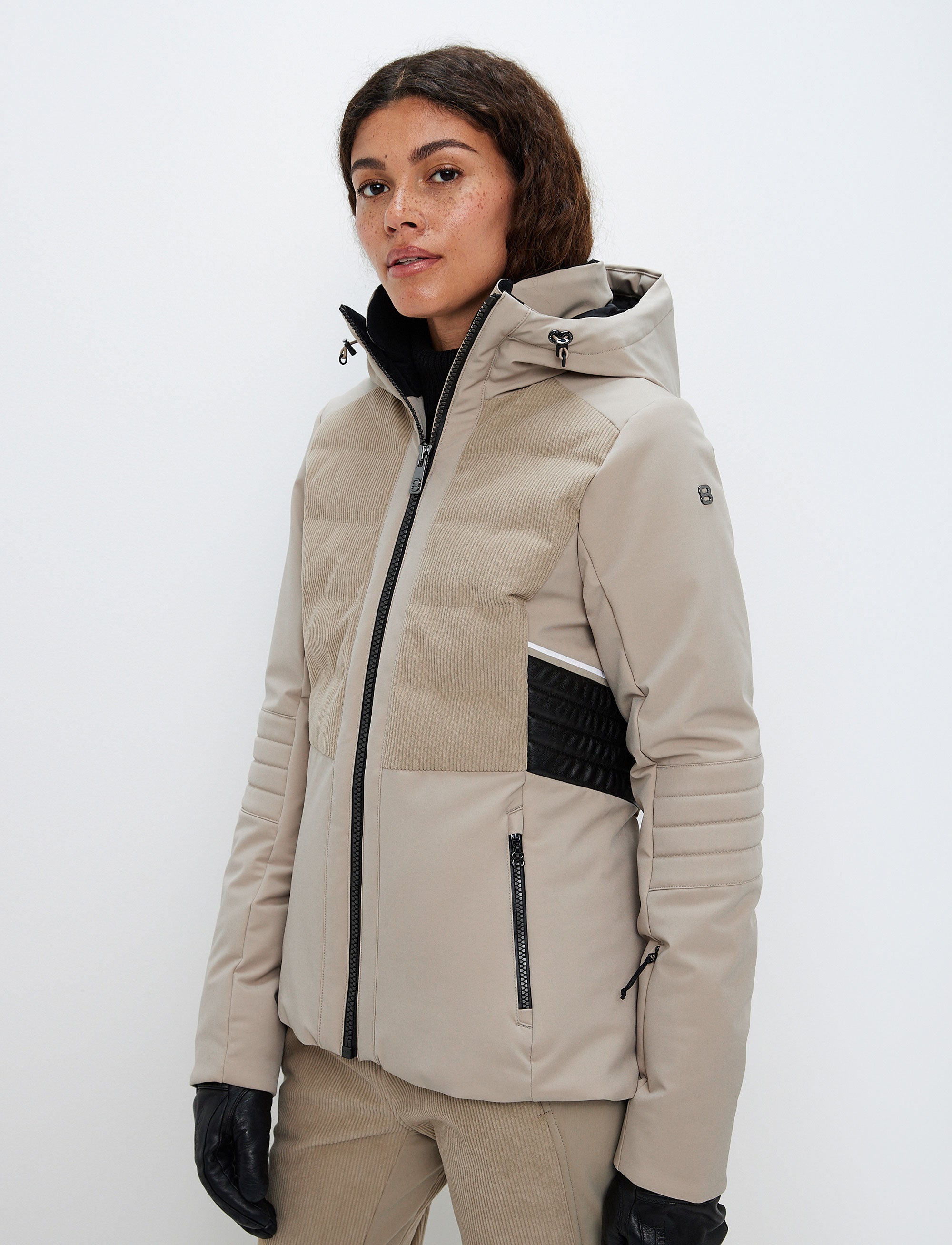 Clarice W Cord Ski Jacket - Lt Beige