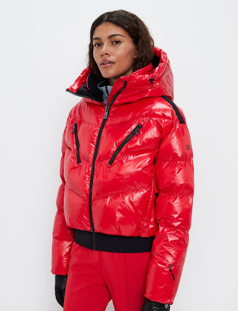 Red puffer ski jacket sale