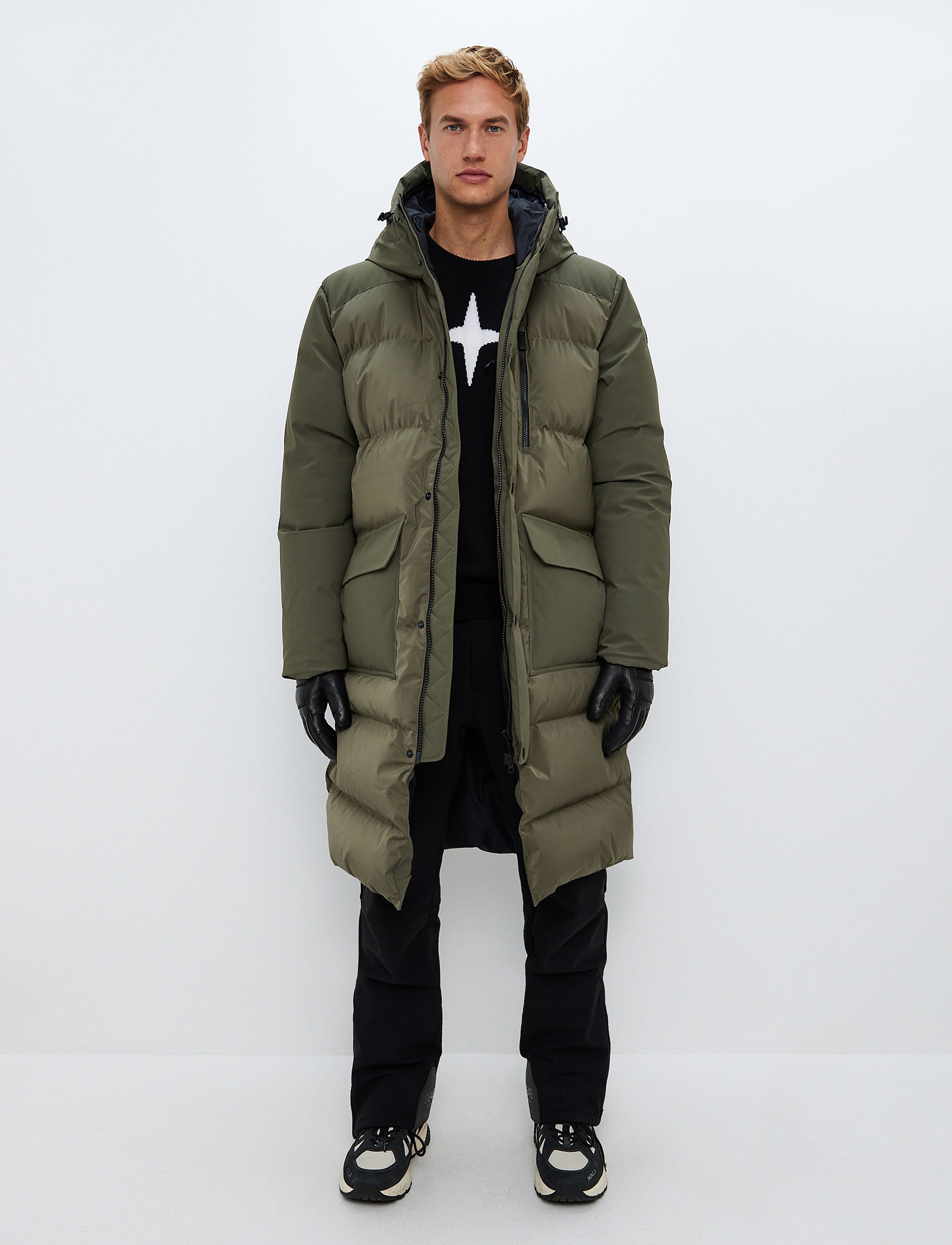 Long army green coat hotsell