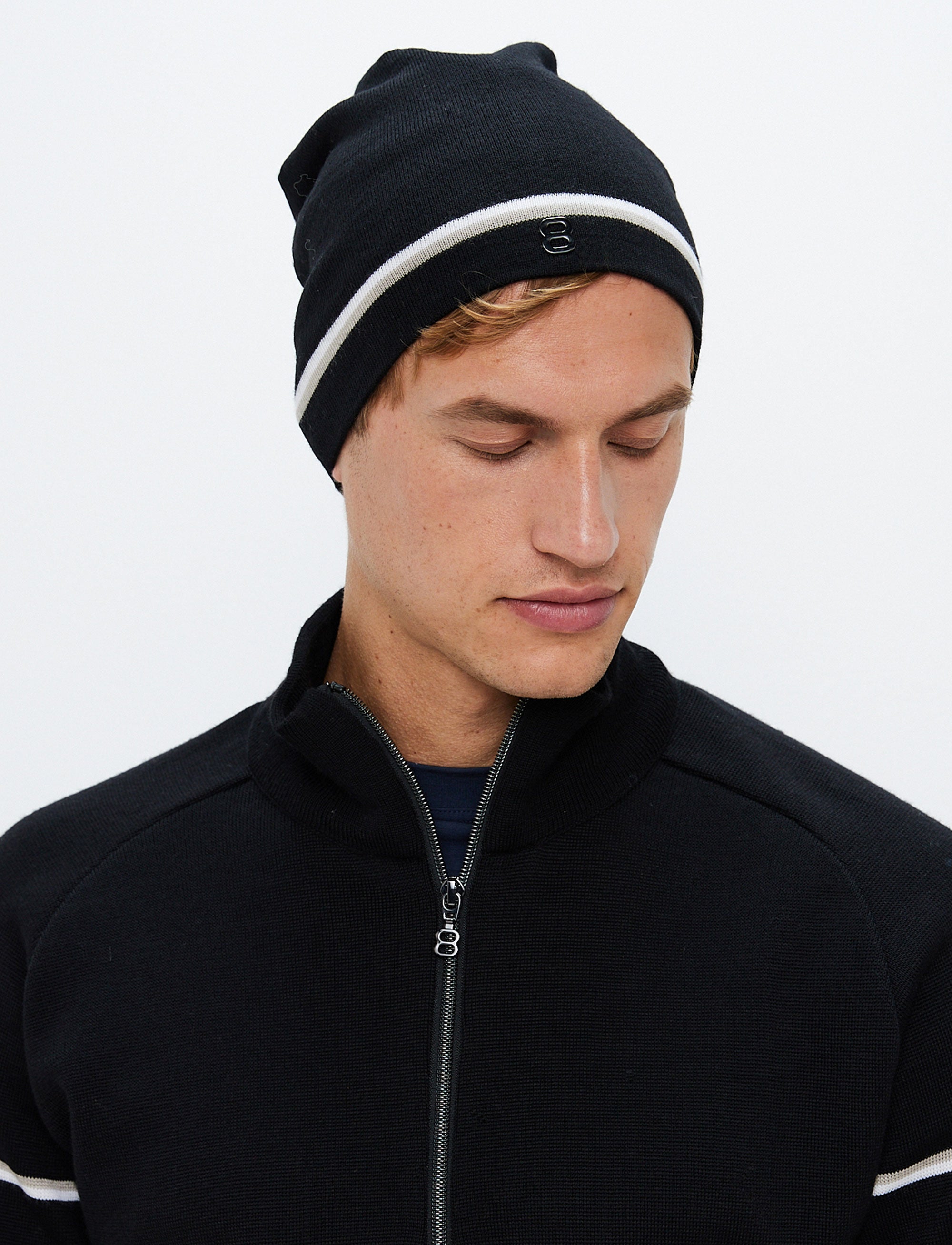 Asp Stripe Wool Beanie - Black